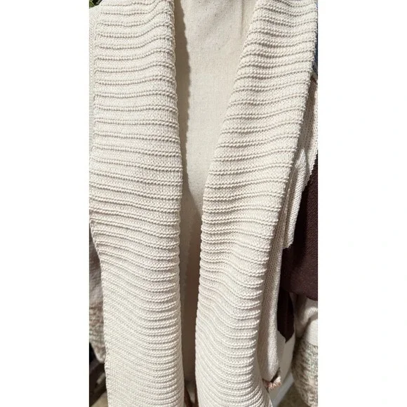 POL Patchwork Women's Cardigan Sweater Sz‎ large Boho Colorblock Long Open Front - Picture 5 of 14